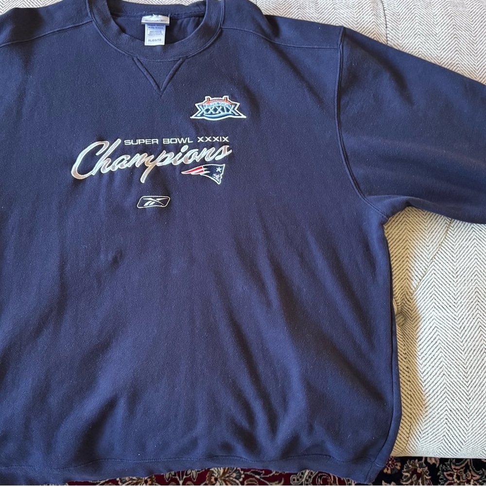Reebok Navy Super Bowl XXXIX Champions Crewneck Sweatshirt